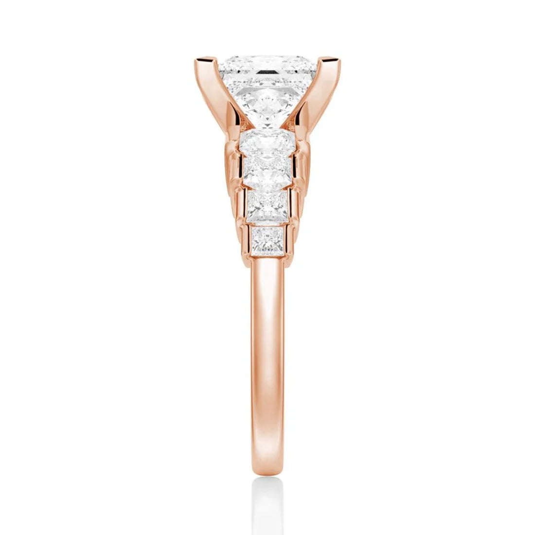 4CT Princess Cut Moissanite Diamond Prong set Engagement Ring for Women, 10K Rose Gold, US 9.5