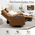 thumbnail image 6 of Genuine Leather Power Swivel Recliner Chair, Glider Electric Rocking Chair for Adults. Nursery Rocker Sofa Chair with Adjustable Headrest for Living Room. Wireless Charging/Type-C&USB, Brown, 6 of 7