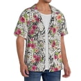 thumbnail image 2 of Balery Roses Mixed Zebra Camisa Casual de Manga Corta con Botones para Hombre, Texturizada, Estilo Cubano, para Playa, Verano-Medium, 2 of 5
