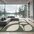 thumbnail image 2 of ODIKA 8'x10' Washable Area Rug Non-Slip Chair-Friendly Mat Green Cream Geometric Leaf Design Elegance Contemporary Art Inspired for Dining Room, Large Office, Lounge, 2 of 7