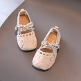thumbnail image 4 of AUDeals Girls Closed Toe Crochet Lace Mary Jane Flats Breathable Summer Flat Shoes Casual Dress Footwear (Beige, 2-2.5Years), 4 of 9