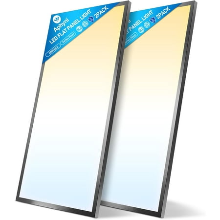 

2x4 LED Flat Panel Light Surface Mount - 70W 7700LM 3000K/4000K/5000K 10%-100% Triac Dimming 120V Ultra 2x4FT Surface Mount Ceiling Light Fixture for Kitchen/Garage ETL DLC-Black 2 Pack