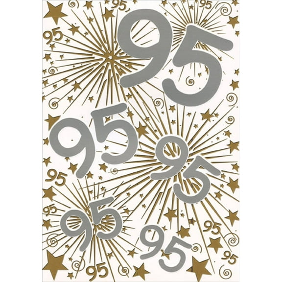 Designer Greetings 95 Repeated in Silver and Gold Foil Age 95 / 95th Birthday Card
