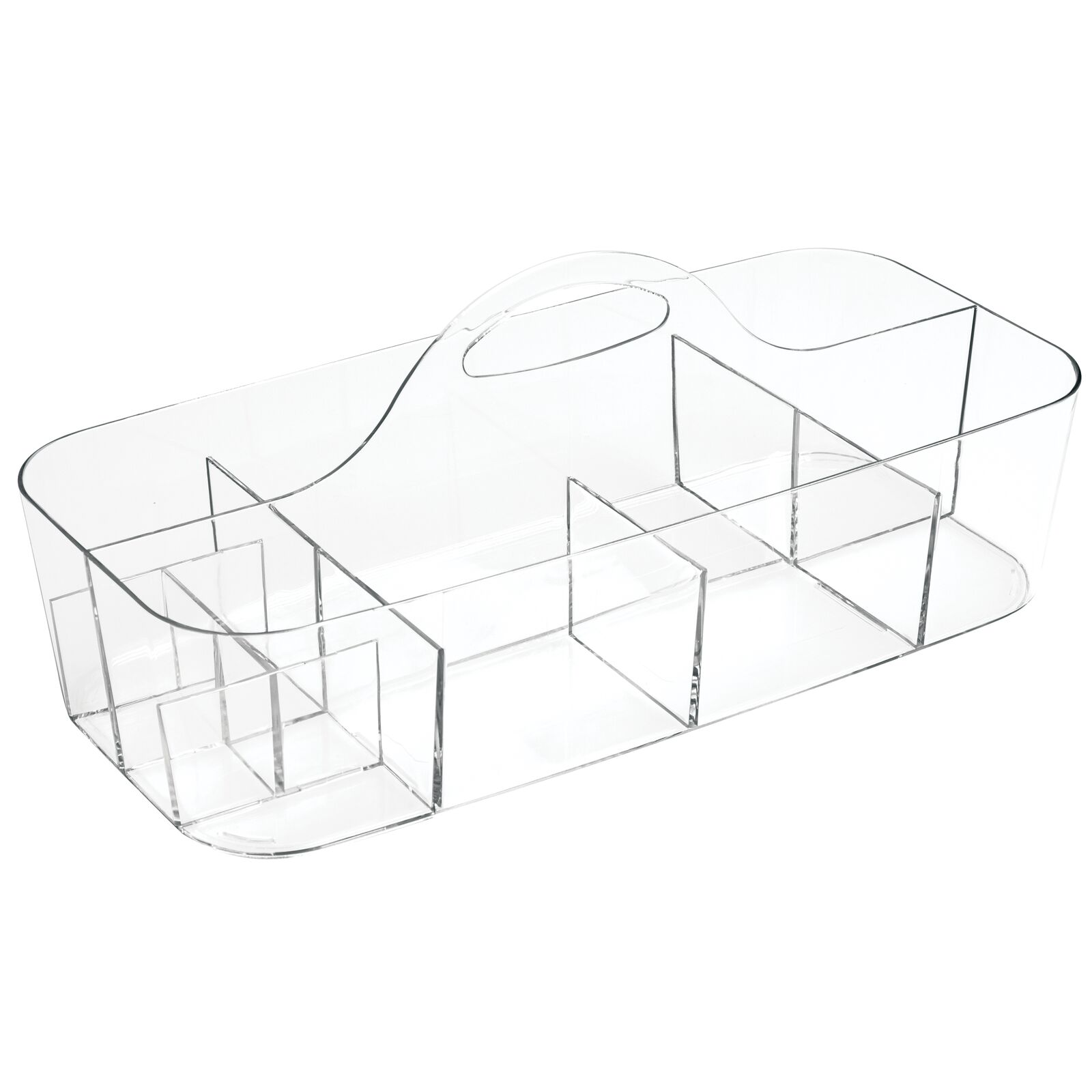 mDesign Plastic Divided Cosmetic Organizer Caddy Tote Bin with Handle -  Clear 