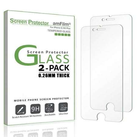 Solid Color Plum 2 Glass iPhone 6S Plus / 6 Plus amFilm Full Cover Tempered Glass Screen Protector (2 Pack) ()