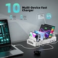 thumbnail image 5 of 320W Charging Station for Multiple Devices, 10-Port USB C Fast Charger Stations for MacBook, iPhone, Android Cell Phone, iPad, Tablet, Family Multi-Device Organizer Charging Dock, White, 5 of 14