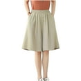 thumbnail image 2 of Bosfbaoi Women's Linen Shorts Wide Leg Dress Casual Summer Pleated Shorts High Waisted with Pockets 5", 2 of 8