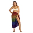 thumbnail image 3 of Colorful Rainbow Beach Wrap Sarong With Fringe, Rainbow Stripes, Size: One Size, Uluwatu Style, 3 of 5