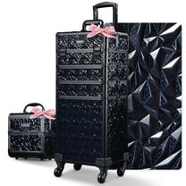 Byootique Makeup Train Case Kit with Cube Case Cosmetic Organizer Mermaid Black