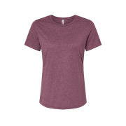 BELLA+CANVAS Women Heather CVC T-Shirt, Relaxed Fit, Short Sleeve Crew Neck, Heather Maroon, L