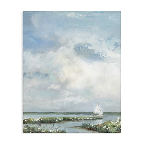 Stupell Industries Coastal Sailboat On Summer Marsh Canvas Art, 16 x 20, by Sally Swatland