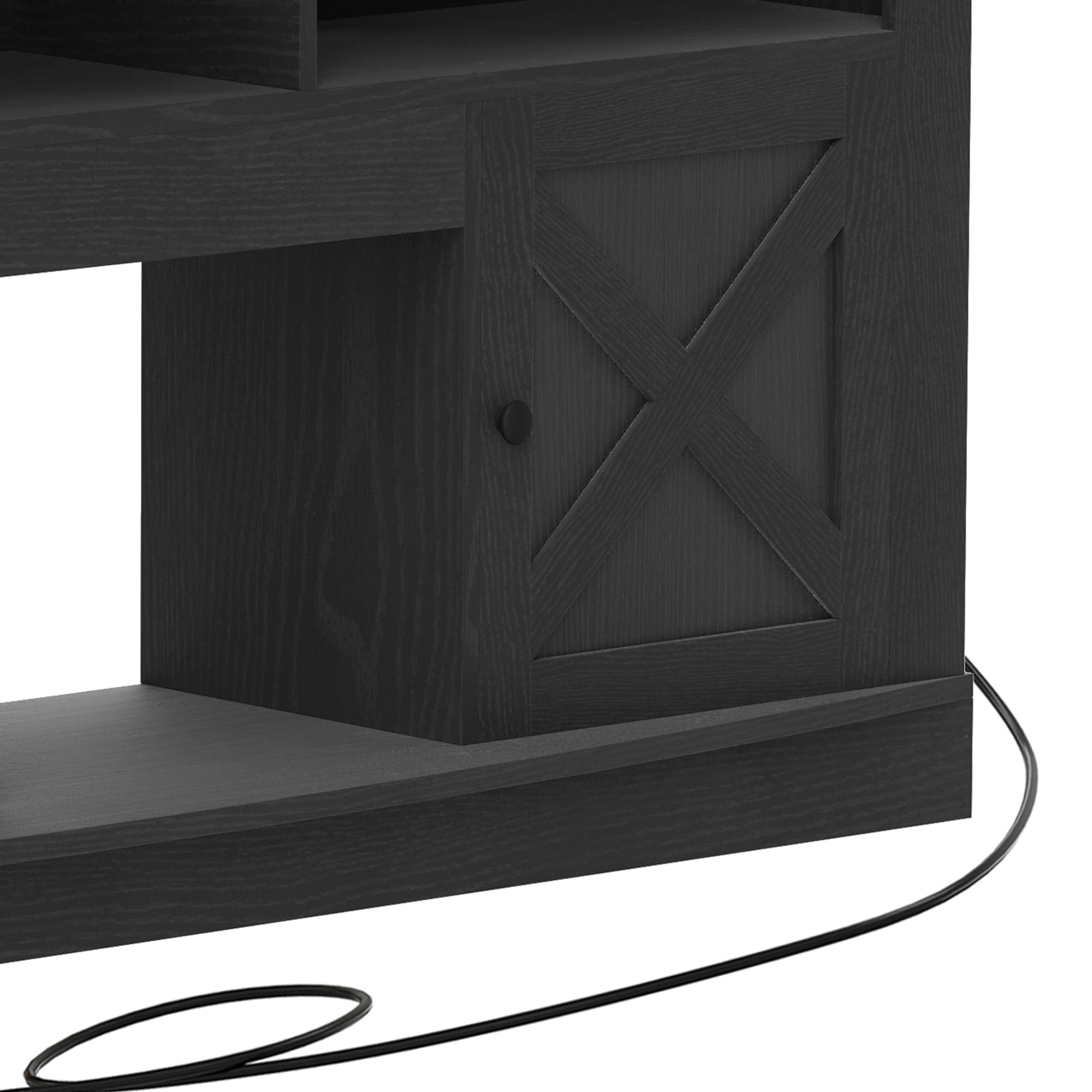 Uforic 70'' TV Stand for 80-Inch TV, Entertainment Center with Multi-Color LED Lighting, Charging Outlets, & Plenty of Storage for Living Room, Black
