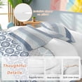 thumbnail image 2 of 3 Piece Blue Striped Duvet Cover Set Queen Size,Microfiber Comforter/Quilt Cover with Corner Ties and 2 Pillowcases,Boho Modern Geometric Abstract Art Ethnic All Season Bedding with Zipper Closure, 2 of 8