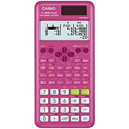 Casio fx-300ESPLS2 Pink Scientific Calculator Casio fx-300ESPLS2 Pink Scientific Calculator Casio FX-300ESPLS2-S 2nd Edition Scientific Calculator with sleek new design and slide on hard case with Natural Textbook Display and improved math functionality. 262 Built-in Math Functions:  including basic