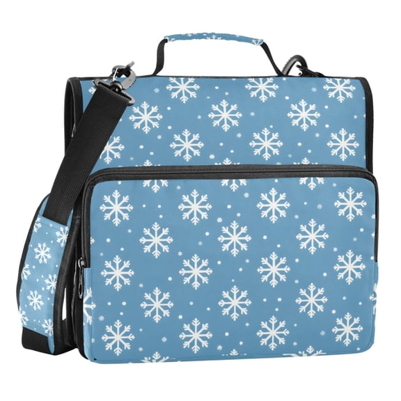 ALAZA Zipper Binder Snowflakes Print 3 Ring Trapper Keeper File Folder Organizer Bag