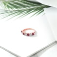 thumbnail image 4 of Gem Stone King 18K Rose Gold Plated Silver Pink Tourmaline E-F Lab Grown Diamond Anniversary Ring for Women (1.11 Cttw, Gemstone Birthstone, Size 8), 4 of 4