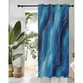thumbnail image 3 of Blue and Gold Marble Thermal Insulated Blackout Curtains for Bedroom 24 Length Modern Abstract Ocean Blue Gradient Room Darkening Curtain 1 Panel Grommet Window Curtain Drape for Living Room, 3 of 7
