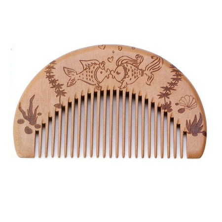 AkoaDa Natural Peach Wood Comb Beard Fine Tooth Head Massage Anti-Static Hair Care Tool (Best Hair Care For Fine Hair)
