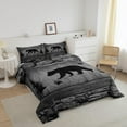 thumbnail image 2 of Rustic Bear Comforter Set Full Size,Black Trees Deer Paw Print Down Comforter,Grey Wooden Plank Bedding Set Bedroom Decor Animal Duvet Insert, 2 of 6