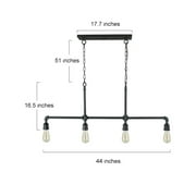 4-Light Iron Pipe Kitchen Island Lighting Industrial Pendant Lights