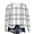 thumbnail image 5 of YUGYXL Womens Sweatshirt Plaid Check Crewneck Top Long Sleeve Loose Fit Pullover Casual Fashion Weekend Sweatshirt Gray Sweatshirt M, 5 of 7