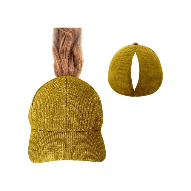 WEIYLL Women's Baseball Cap Ponytail Running Tennis Magnetic Attraction Solid Color Yellow Beach Hats One Size