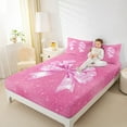 thumbnail image 4 of Manfei Sequin Print Bed Sheets Twin, Princess Bowknot Twin Sheet Sets, Hot Pink Bedding Sets Twin Size, Lightweight Bedroom Decoration, 3 Pieces, 4 of 7