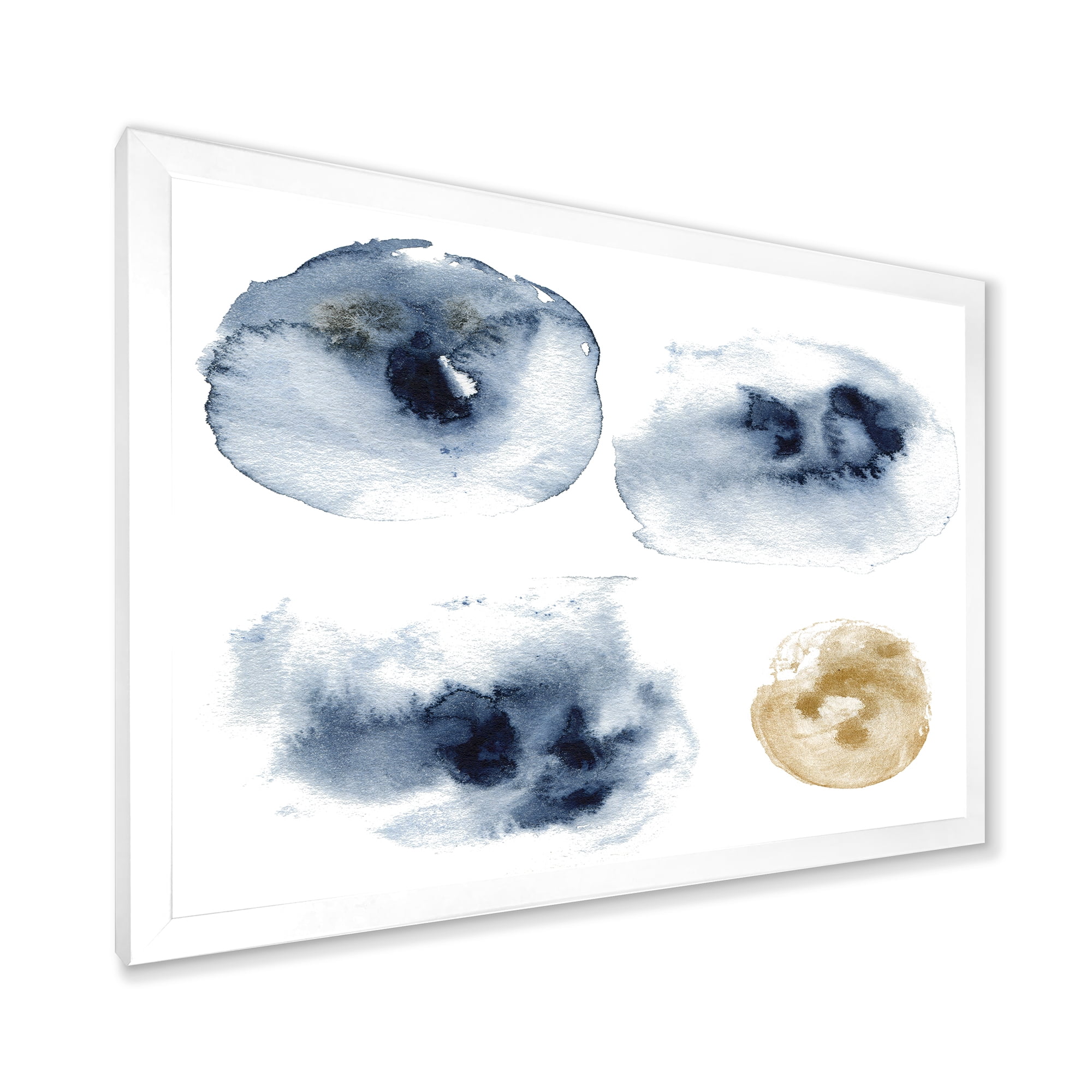 Designart 'Abstract Of Gold and Dark Blue Cloud' Modern Framed Art Print