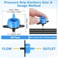 thumbnail image 3 of Uxcell 100-Pack Emisores de Riego por Goteo, 2 GPH Goteros de Plástico para Sistema de Riego por Goteo en Jardín y Césped [Azul], 3 of 7