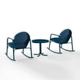 thumbnail image 5 of Crosley Furniture Griffith 3-Piece Metal Rocking Chair Outdoor Patio Dining Set, Navy, 5 of 11