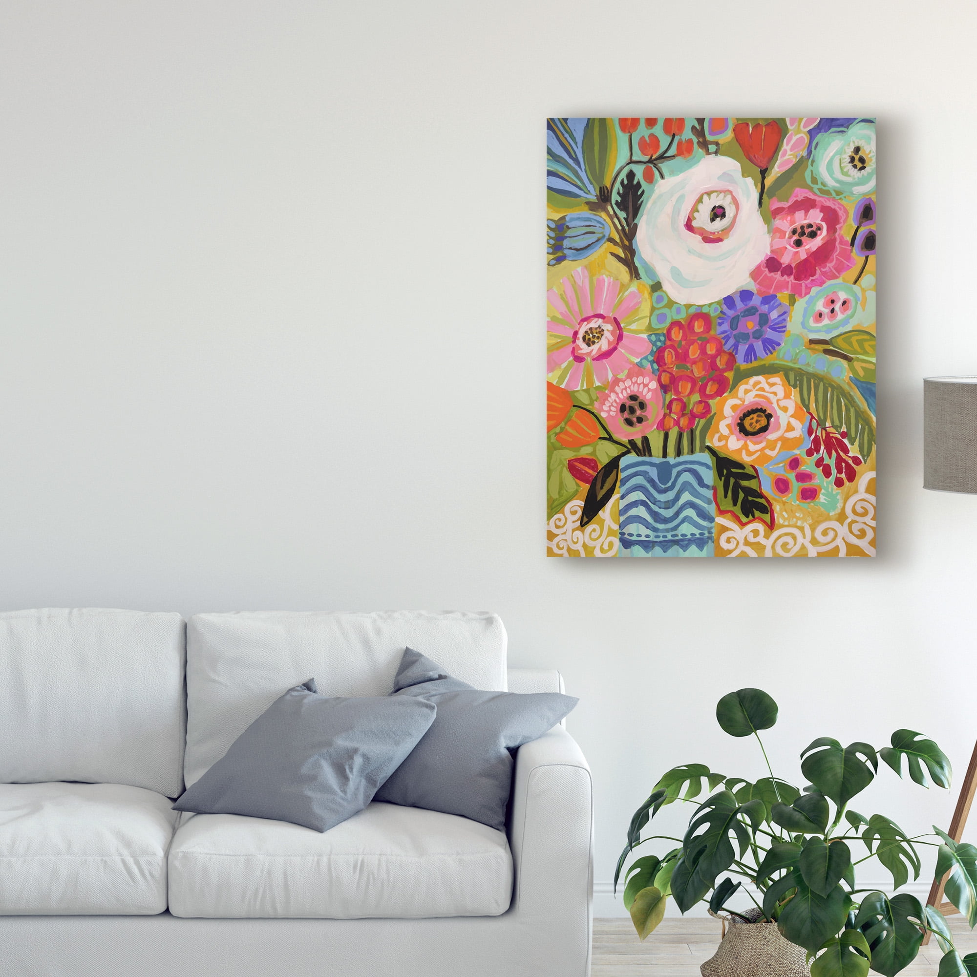Trademark Fine Art Karen Fields Fresh Flowers In Vase Ii Canvas Wall Art - 24x32