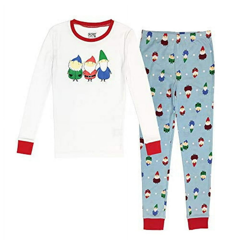 Womens Gnome Santa Elf Christmas Holiday Pajamas Joggers Tee Sleep Set Medium