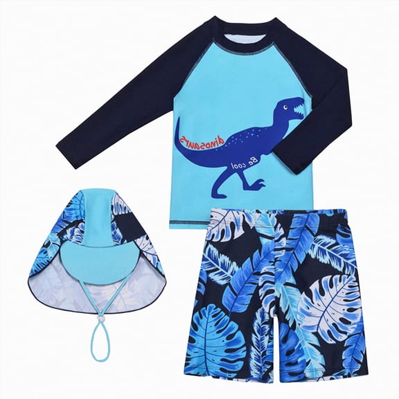 Ymyiu Toddler Boy Swim Shorts Boys Long Sleeve Swimsuit Kids 2-Pieces Bathing Suits Set Size 7-8 (Mint Green,7-8 Years)
