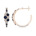 thumbnail image 2 of ANGARA Natural Blue Sapphire & Diamond Cluster Hoop Earrings in 14K Rose Gold for Women (Size-4mm) | September Birthstone, Anniversary, Jewelry Gift for Women | Natural Blue Sapphire Earrings, 2 of 8