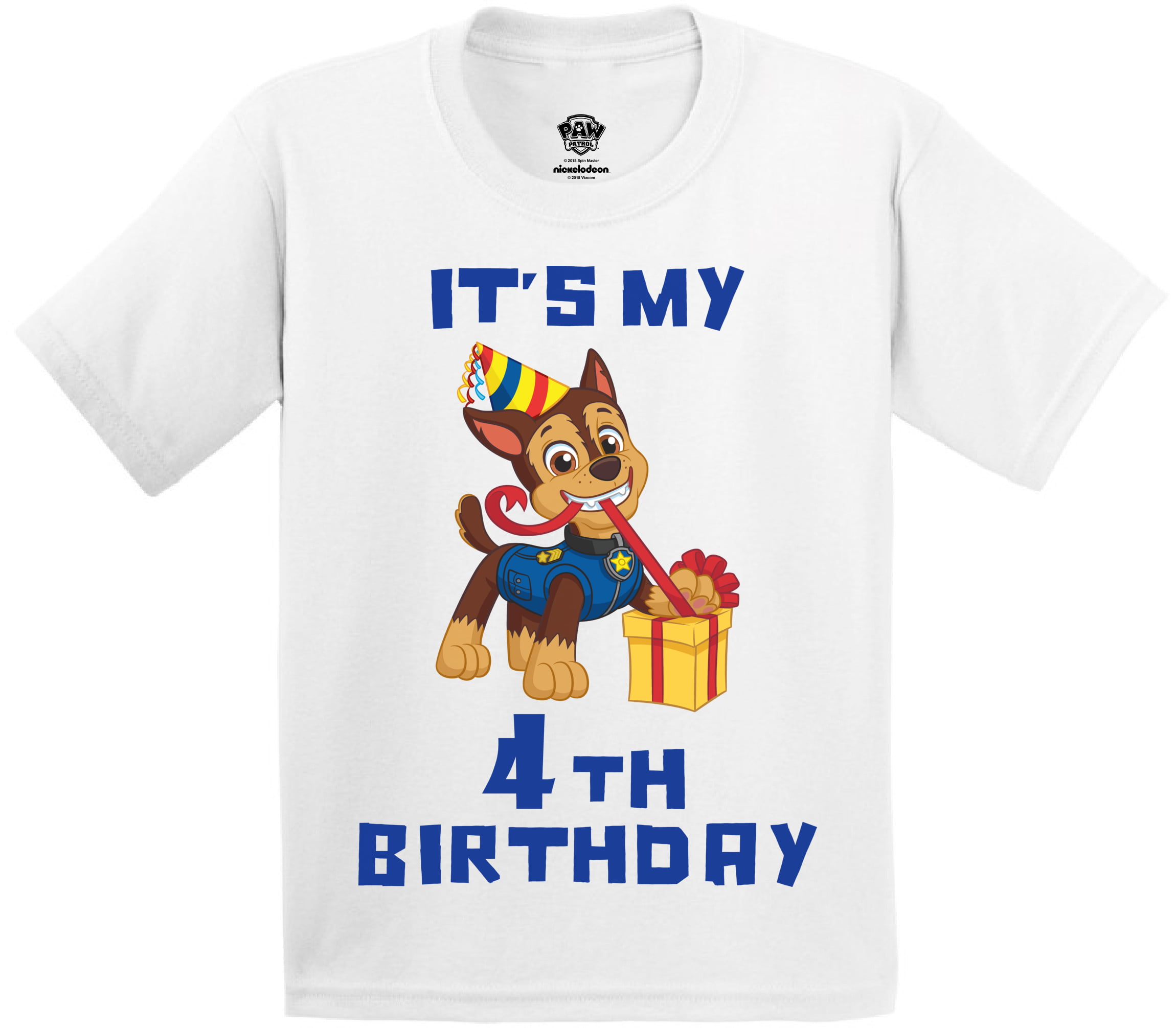 Paw patrol birthday T-shirt featuring chase/personalised/kids/toddler/baby/child 