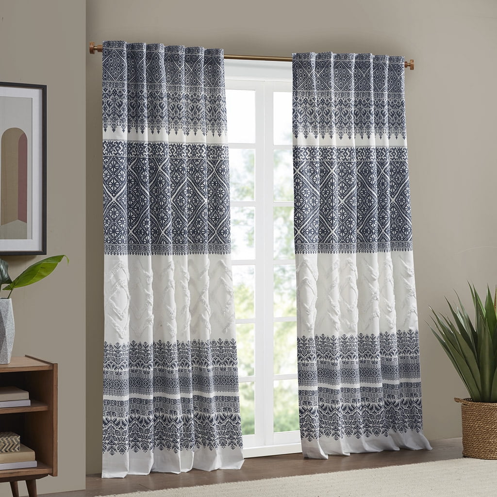 MAYEERTY Cotton Printed Curtain Panel with Chenille detail and Lining(Only 1 Pc Panel)