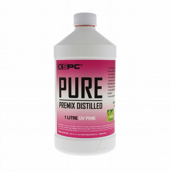 XSPC Pure Premix Distilled PC Coolant, 1 Liter, UV Pink