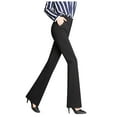 thumbnail image 1 of Pantalones rectos de cintura alta para mujer: cintura elástica, pantalones acampanados con bolsillos, 1 of 7