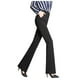 thumbnail image 1 of Pantalones rectos de cintura alta para mujer: cintura elástica, pantalones acampanados con bolsillos, 1 of 7
