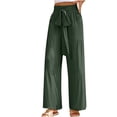 thumbnail image 2 of Snoarin Flowy Pants for Women Spring Solid Color Elastic Waist Linen Versatile Straight Tube Casual Wide Leg Pants Loose Pants for Women Summer on Clearance, 2 of 6