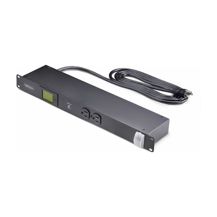 StarTech.com 8-Outlet Horizontal Rack Mount PDU, 1U Server Power Distribution Strip w/Surge Protector, 125V/15A, 8ft/2.4m Power Cord, TAA