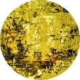 thumbnail image 1 of Ahgly Company Machine Washable Indoor Round Oriental Yellow Industrial Area Rugs, 8' Round, 1 of 4