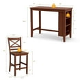thumbnail image 4 of Costway 3PCS Counter Height Pub Dining Table Set w/ Storage Shelves&2 Bar Chairs, 4 of 9