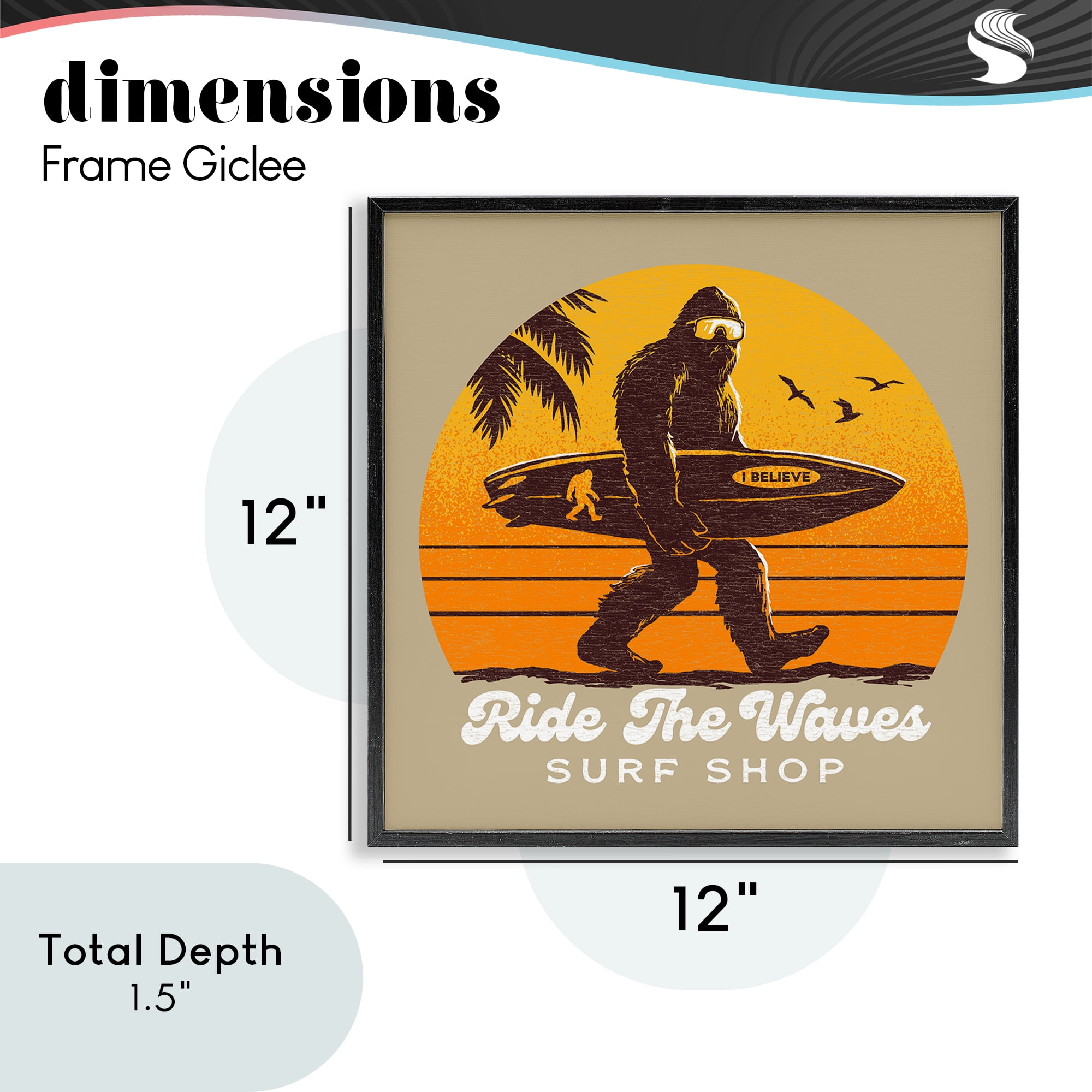 Ride The Waves Surf Shop Black Framed Giclee Art, design by Jedco Brands Inc.