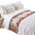 thumbnail image 2 of Bed Runner Scarf for Twin Size Bed, Red Christmas Beds Scarf Throws for Foot of Bedding, Poinsettia Berry Xmas Botanical Rustic Decorative Beds Runners for Bedroom Guestroom, 71"x20", 2 of 8