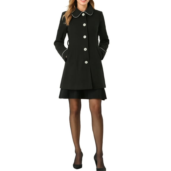 INSPIRE CHIC Women's Winter Elegant Contrast Color Lapel Collar Long Trench Coat