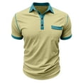 thumbnail image 5 of Qwertyu Men's Casual Polo Shirts Classic Long Sleeve Basic Button T-Shirt Lightweight Cotton Golf Tops with Pocket Yellow XL, 5 of 7