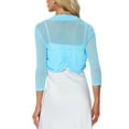 thumbnail image 4 of INSPIRE CHIC Women's Semi Sheer Tops Elegant 3/4 Sleeves Cardigan Bolero Shrug XS Light Blue, 4 of 7