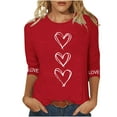 thumbnail image 2 of ICHUANYI Valentine's Day Love Heart Shirts for Women Graphic Crewneck 3/4 Sleeve Plus Size Tops Cute Loose Fit Three Quarter Casual Dressy Blouses, 2 of 5