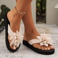 thumbnail image 6 of Women's 3D Floral Flip Flops Boho Open Toe Slip On Flat Sandals Elegant Appliques Beach Thongs Sandals Trendy Vacation Thong Slides Comfortable Backless Slippers Summer Walking Shoes, 39, 6 of 7